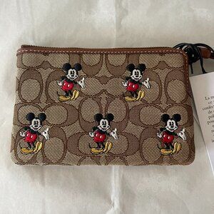 Coach x Disney Mickey Signature Jacquard Corner Zip